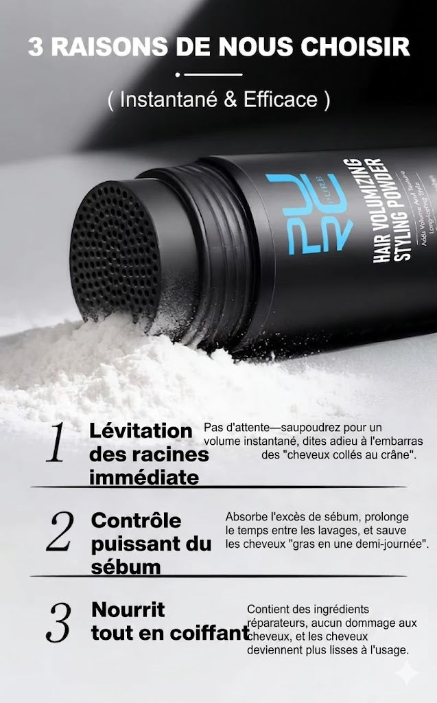 Poudre Volumatrice Cheveux 3-en-1 – Volume, Anti-Gras et Soin Nourrissant (Hommes & Femmes)