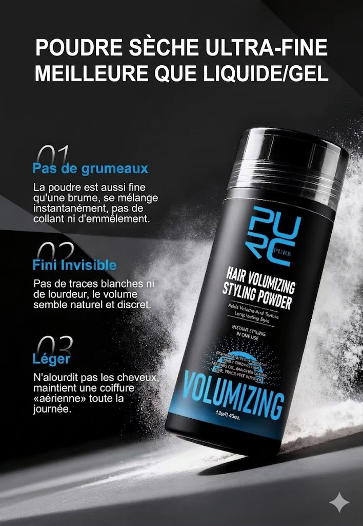 Poudre Volumatrice Cheveux 3-en-1 – Volume, Anti-Gras et Soin Nourrissant (Hommes & Femmes)