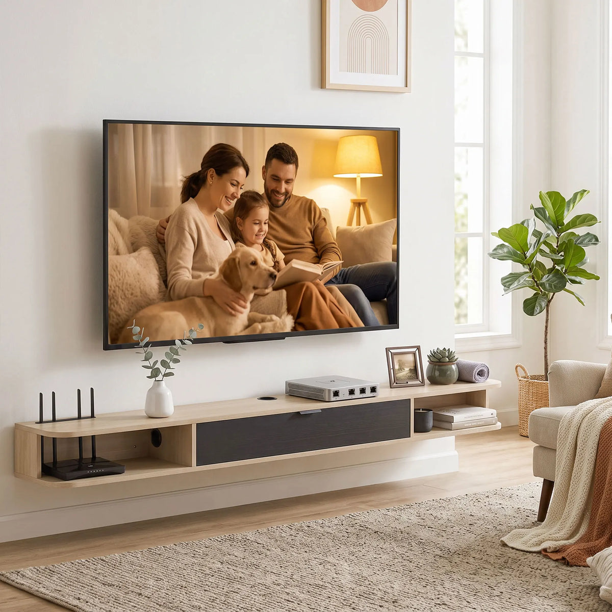 Meuble TV Suspendu 180 cm – Design Moderne & Espace Optimisé