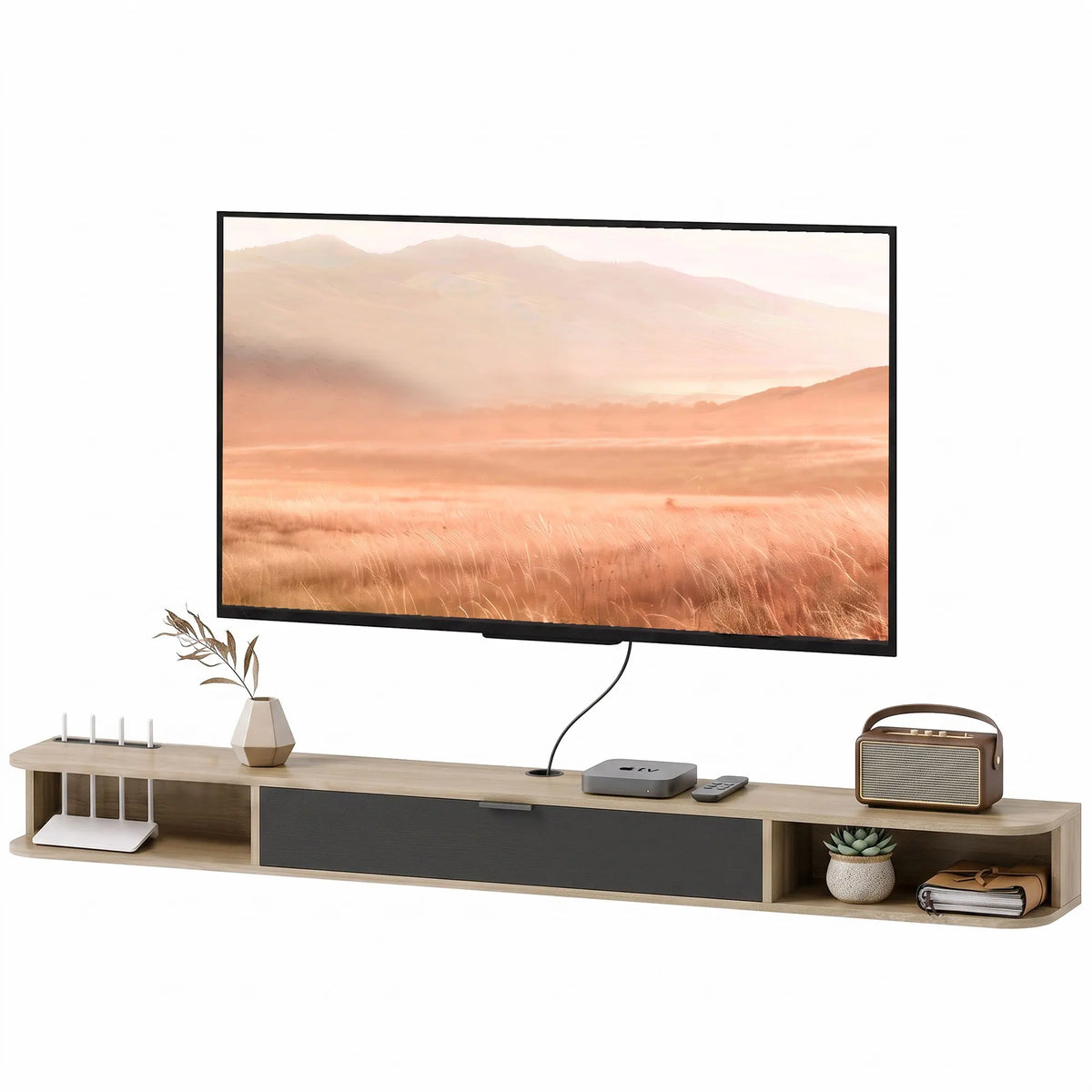 Meuble TV Suspendu 180 cm – Design Moderne & Espace Optimisé